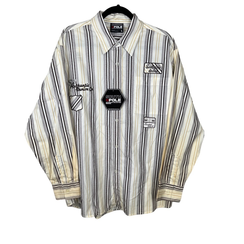 South Pole‎ Southpole Men’s Striped Button Down Shirt Size Large NEW/NWT
